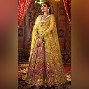 Nomi ansari lehenga 3 piece heavy mirror work designer dress choli Lehenga